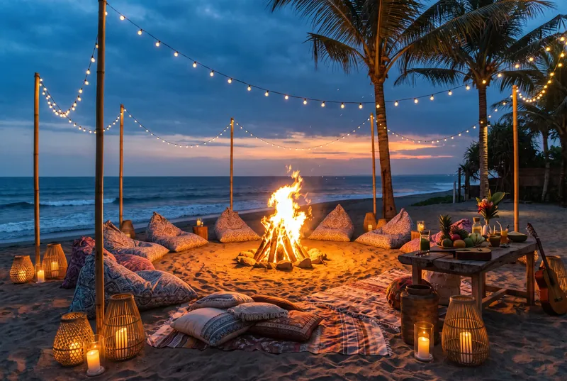 Beach bonfire party in Bali