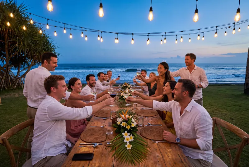 Corporate events in Bali — happy guests enjoying the moment