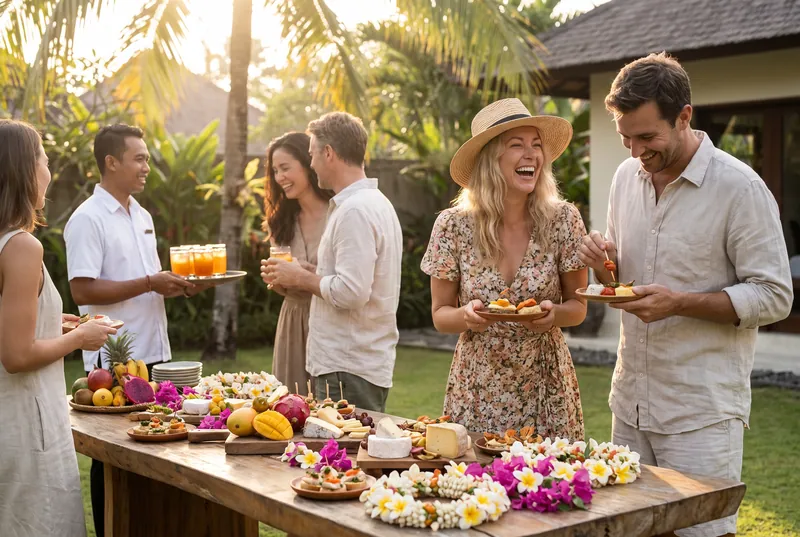Event catering in Bali — happy guests enjoying the moment